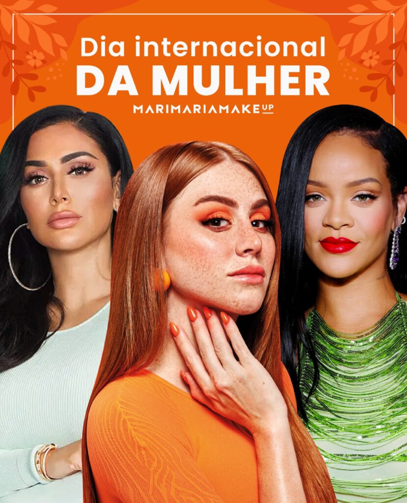 Banner de Mari Maria, Rihanna e Huda para o Dia das Mulheres